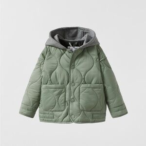 Zara kids water repellent hooded puffer jacket